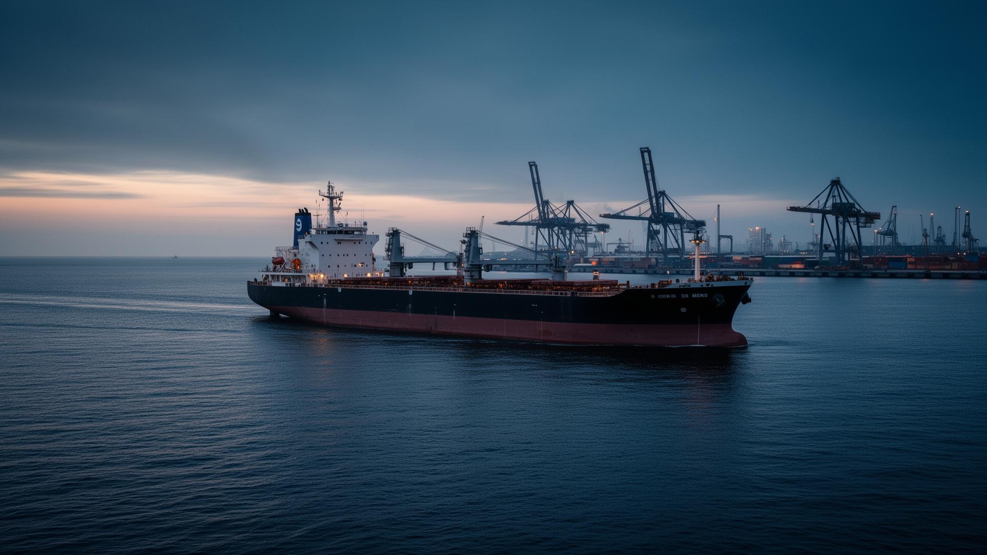 Cargo vessel in Polish Baltic port